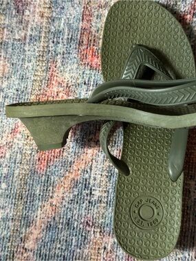 Olive Green Kitten Heel Flip-Flop Sandals